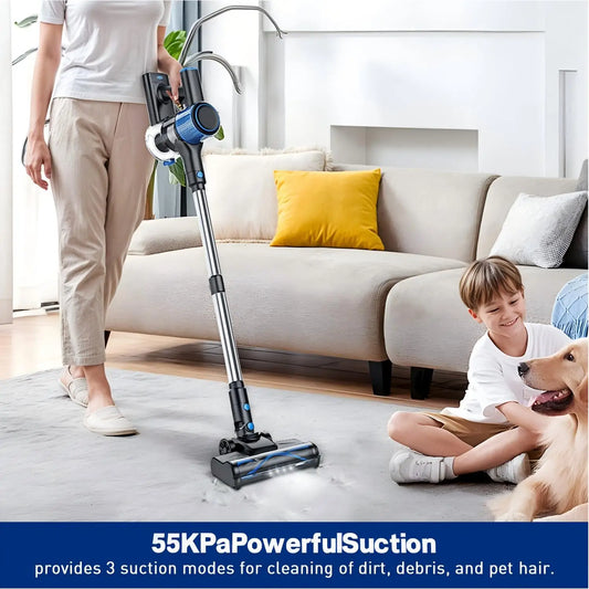 Cordless Vacuum Cleaner 55Kpa – 8-in-1, 45 Min Battery