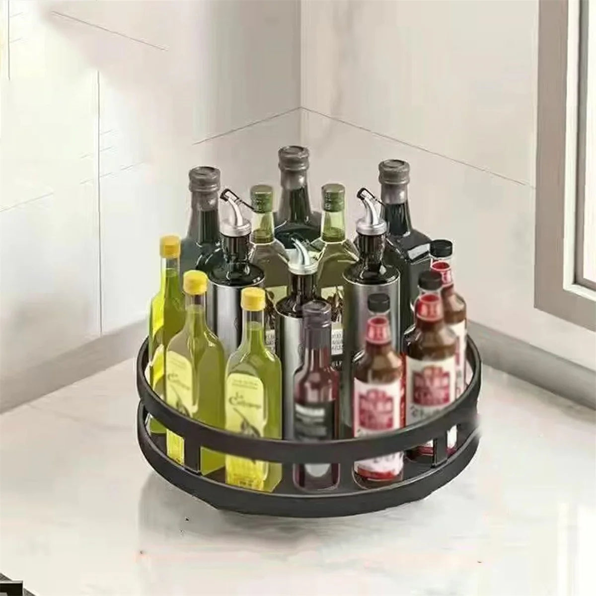 360° Rotating Kitchen Organizer — Spice Rack & Storage Turntable