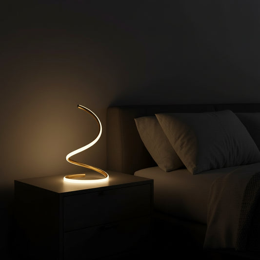 Spiral LED Table Lamp – Touch Dimmable, Bedroom & Office