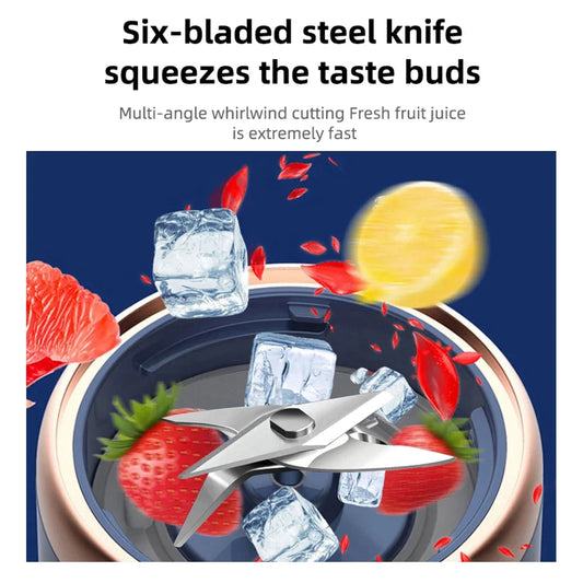 Portable Blender Juicer – 6 Blades, USB Charge, Travel