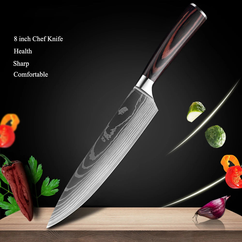 4-Piece Damascus Kitchen Knife Set — Pakkawood Handle, Stainless Steel