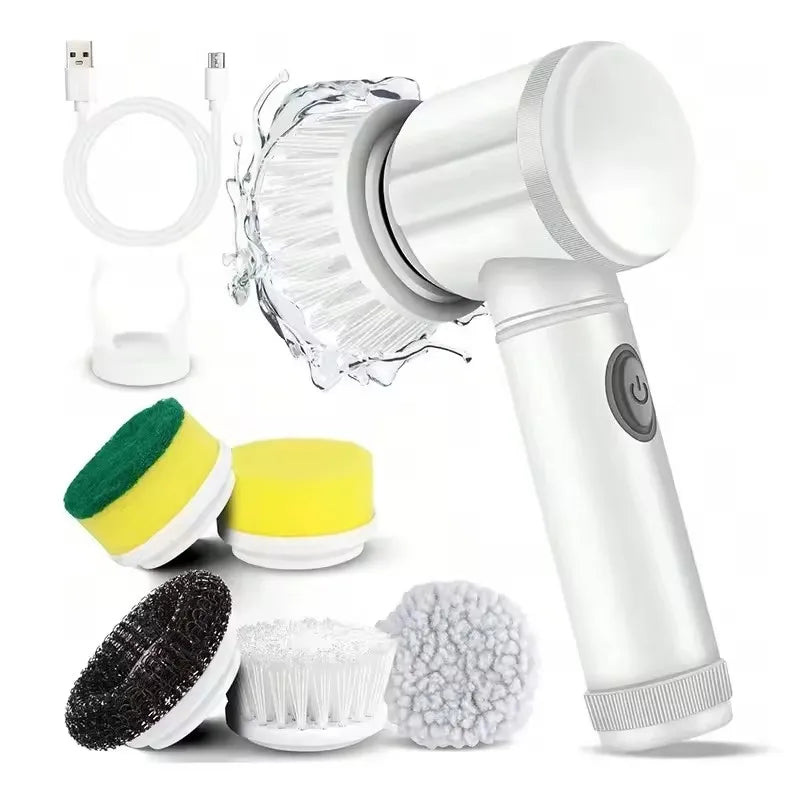 Electric Spin Scrubber – 5 Brush Heads, Cordless Cleaning Brush