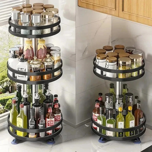 360° Rotating Kitchen Organizer — Spice Rack & Storage Turntable
