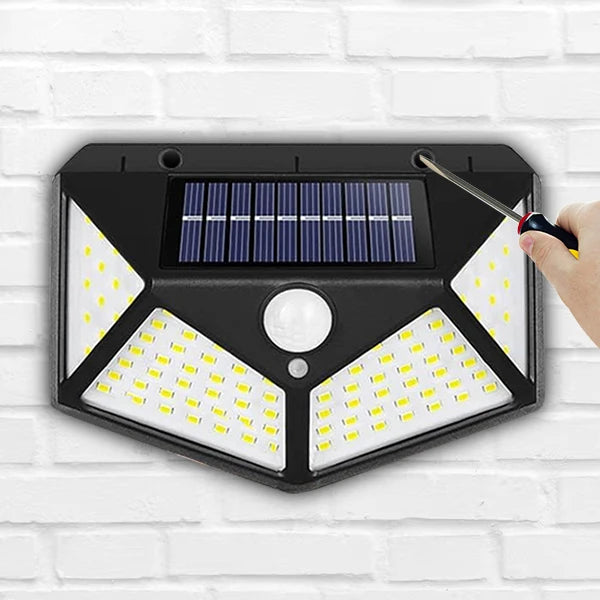 Solar Security Spotlight — 100 LED PIR Motion Sensor, Waterproof, Outdoor