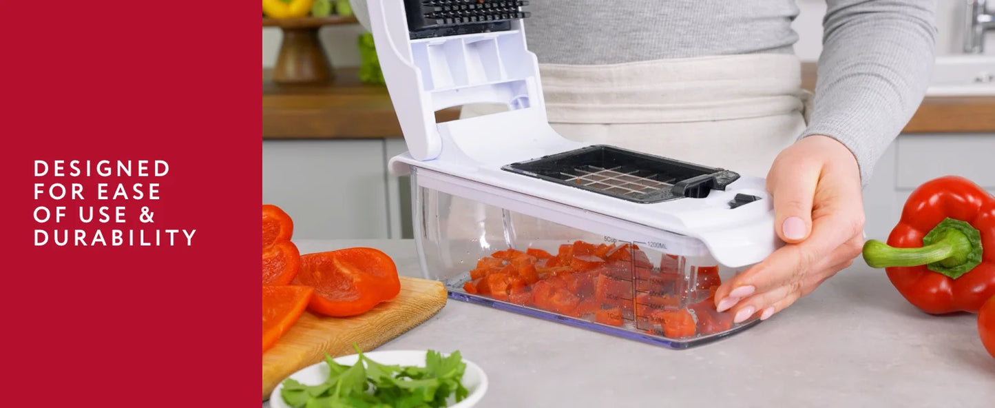 Vegetable Chopper & Spiral Cutter — Food Chopper with Container, Kitchen Essential