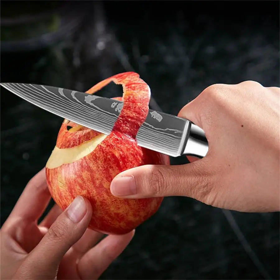 4-Piece Damascus Kitchen Knife Set — Pakkawood Handle, Stainless Steel