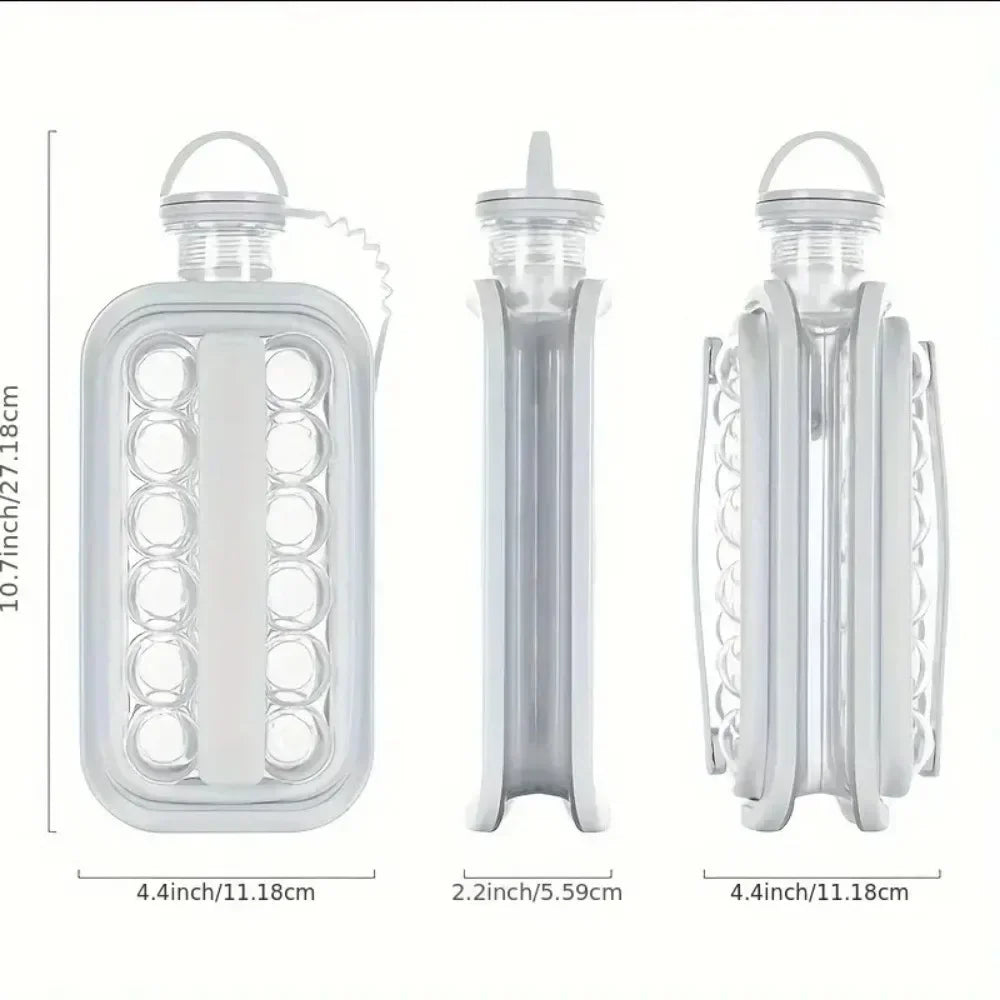 2-in-1 Ice Ball Maker Bottle – Foldable Water Bottle with Ice Mold