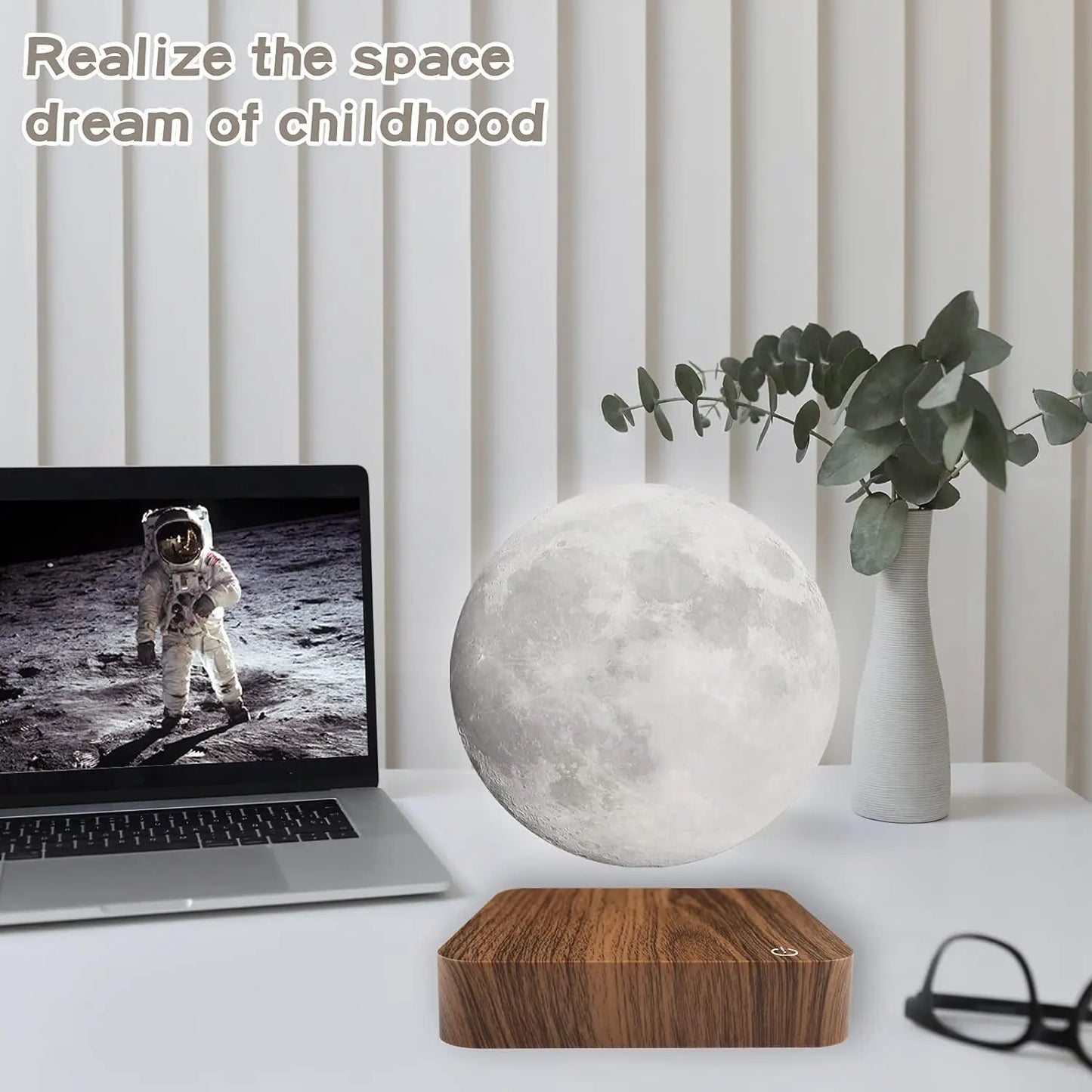 Levitating Moon Lamp | 3-Color LED Floating Night Light with Wooden Base