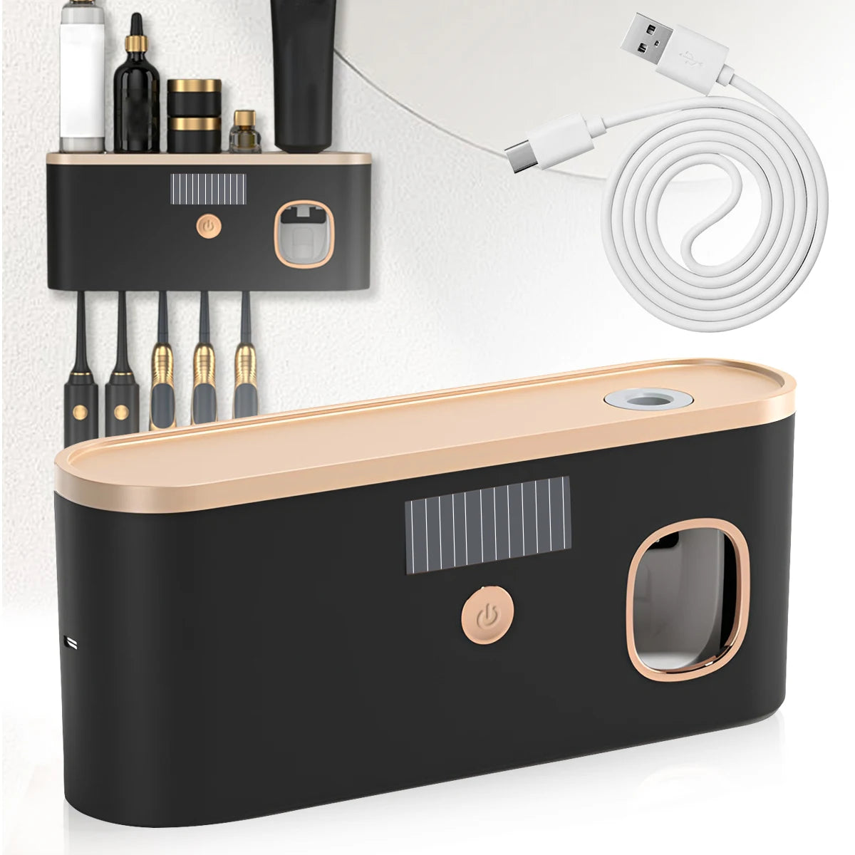 UV Toothbrush Sterilizer & Holder — USB Rechargeable, Smart Digital Display