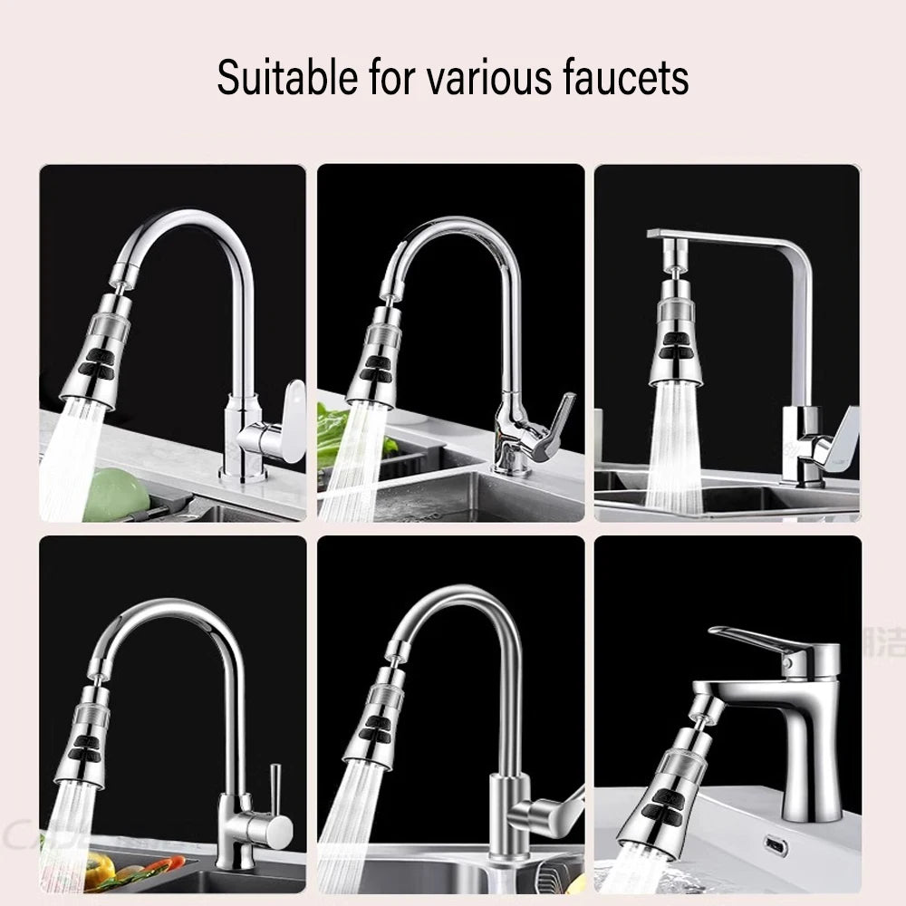 360° Rotating Kitchen Faucet Aerator | 3-Mode Splash Filter & Bubbler