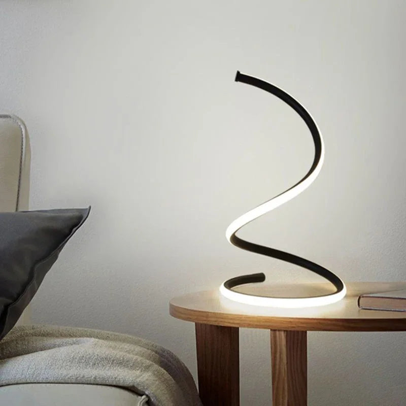 Spiral LED Table Lamp – Touch Dimmable, Bedroom & Office