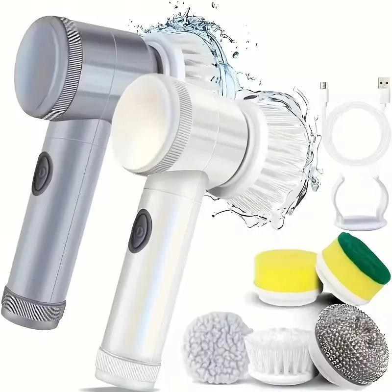 Electric Spin Scrubber – 5 Brush Heads, Cordless Cleaning Brush