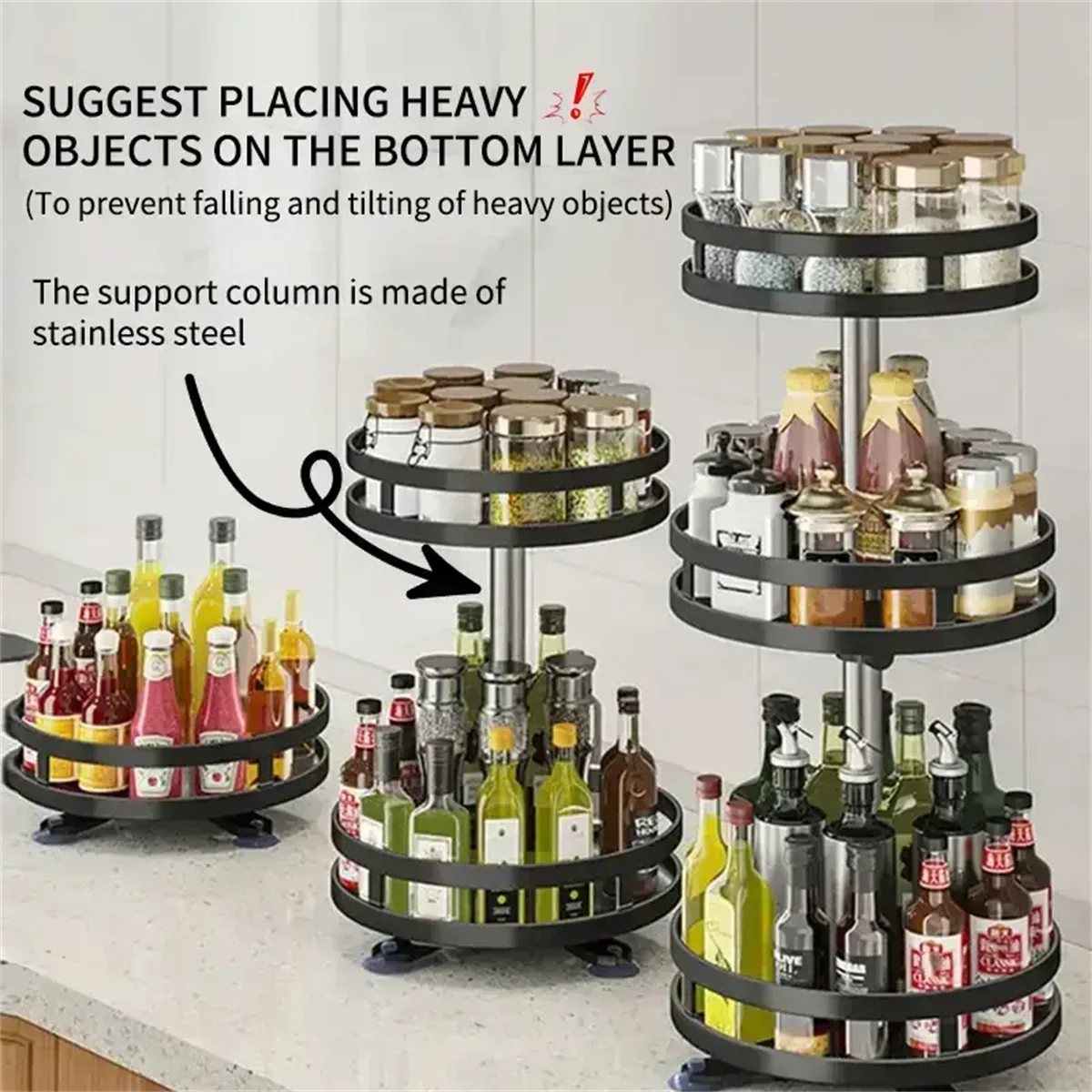 360° Rotating Kitchen Organizer — Spice Rack & Storage Turntable
