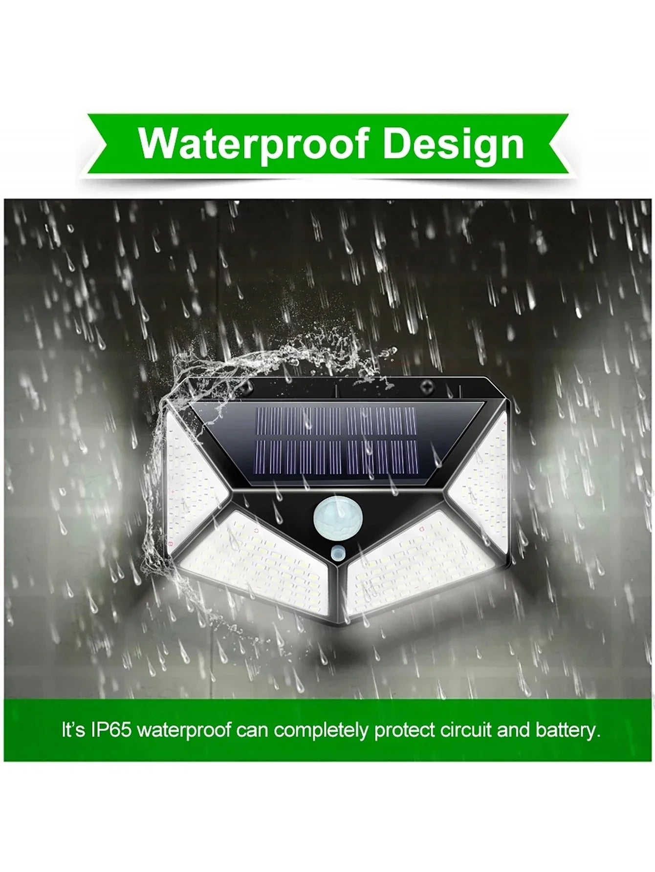Solar Security Spotlight — 100 LED PIR Motion Sensor, Waterproof, Outdoor