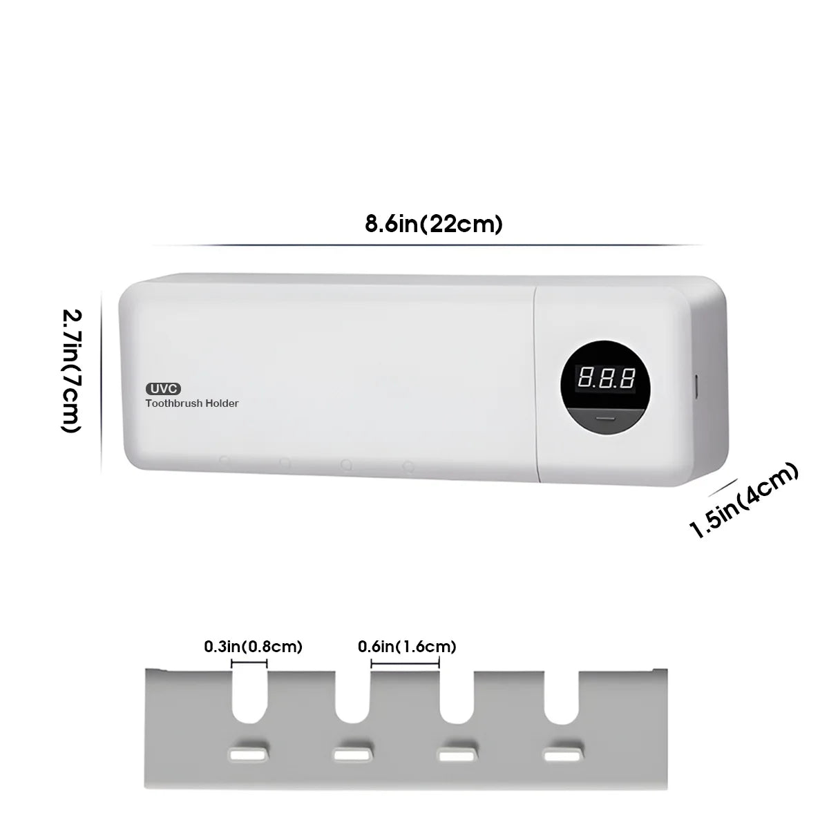 UV Toothbrush Sterilizer & Holder — USB Rechargeable, Smart Digital Display
