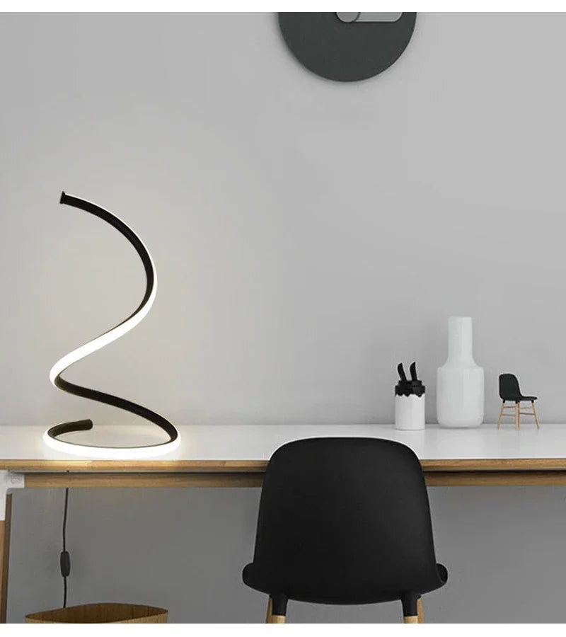 Spiral LED Table Lamp – Touch Dimmable, Bedroom & Office