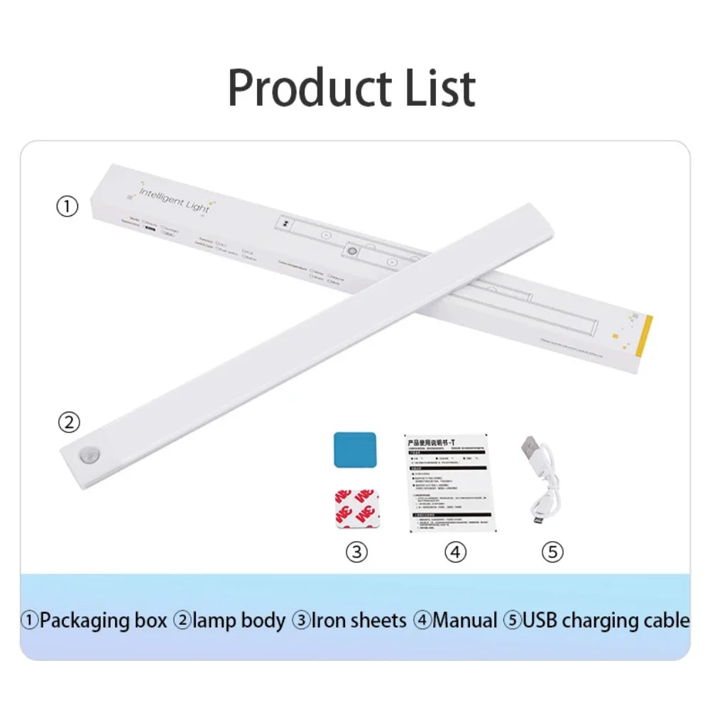 Motion Sensor Night Light — USB Rechargeable, Wireless, Under Cabinet