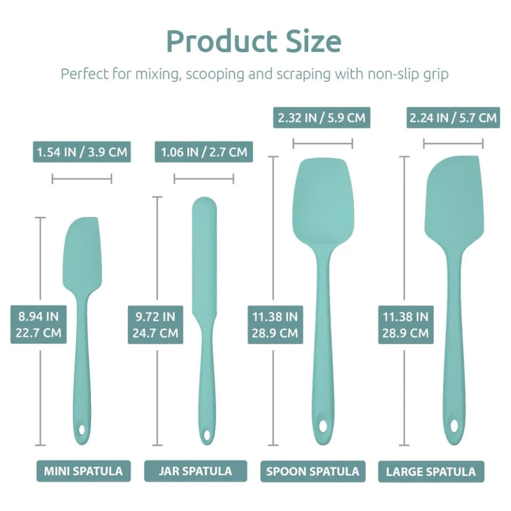 Silicone Spatula Set — Heat-Resistant 600°F, Non-Slip Handle