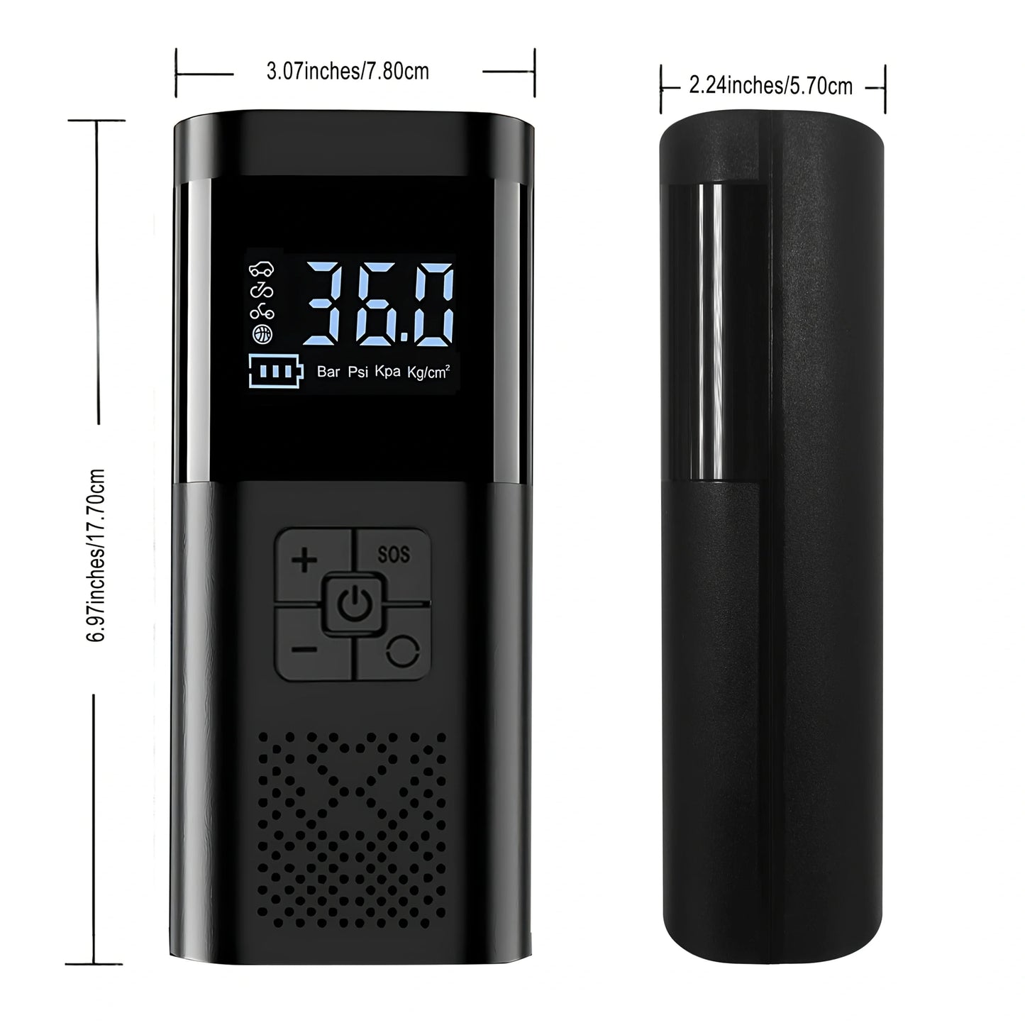 Portable Car Air Compressor — Cordless Tire Inflator with Digital Display