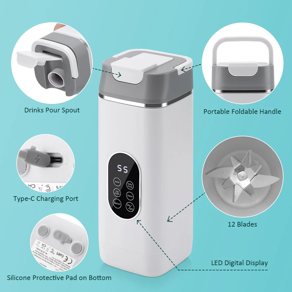 Portable Blender Juicer – 6 Blades, USB Charge, Travel