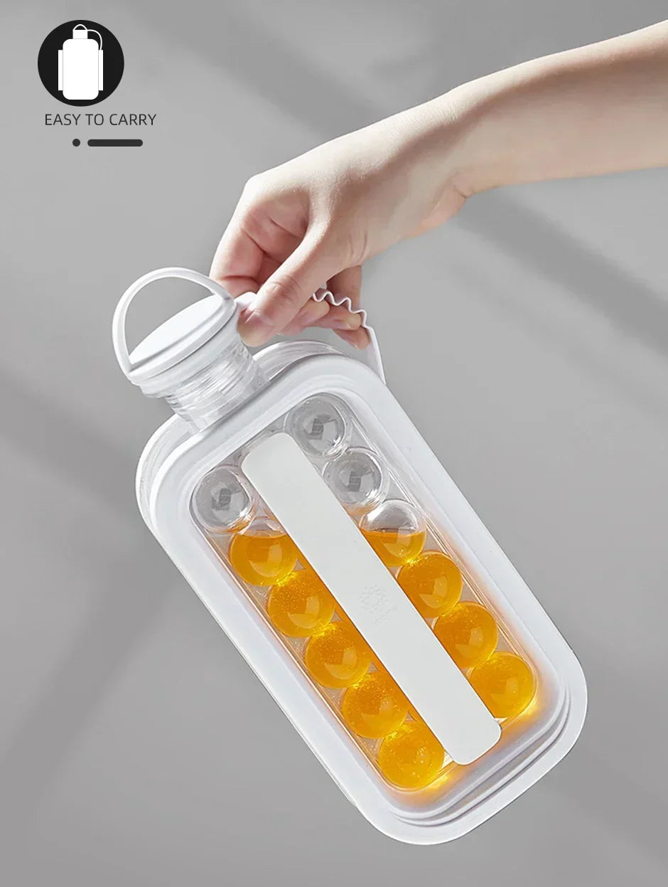 2-in-1 Ice Ball Maker Bottle – Foldable Water Bottle with Ice Mold