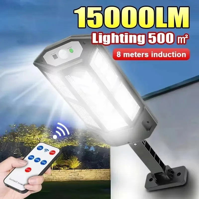 Solar Outdoor Floodlight — 15000LM, Motion Sensor, IP65 Waterproof
