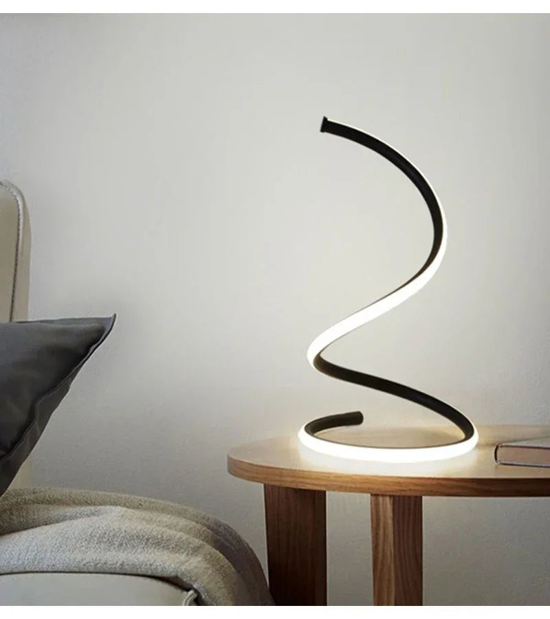 Spiral LED Table Lamp – Touch Dimmable, Bedroom & Office