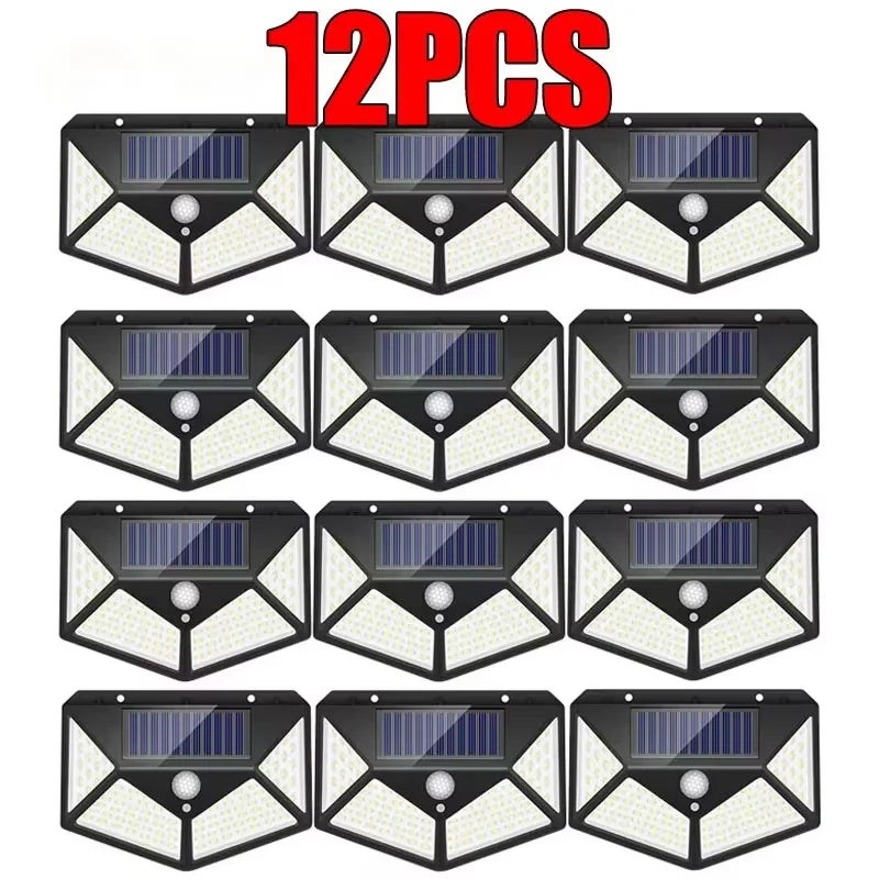 Solar Security Spotlight — 100 LED PIR Motion Sensor, Waterproof, Outdoor