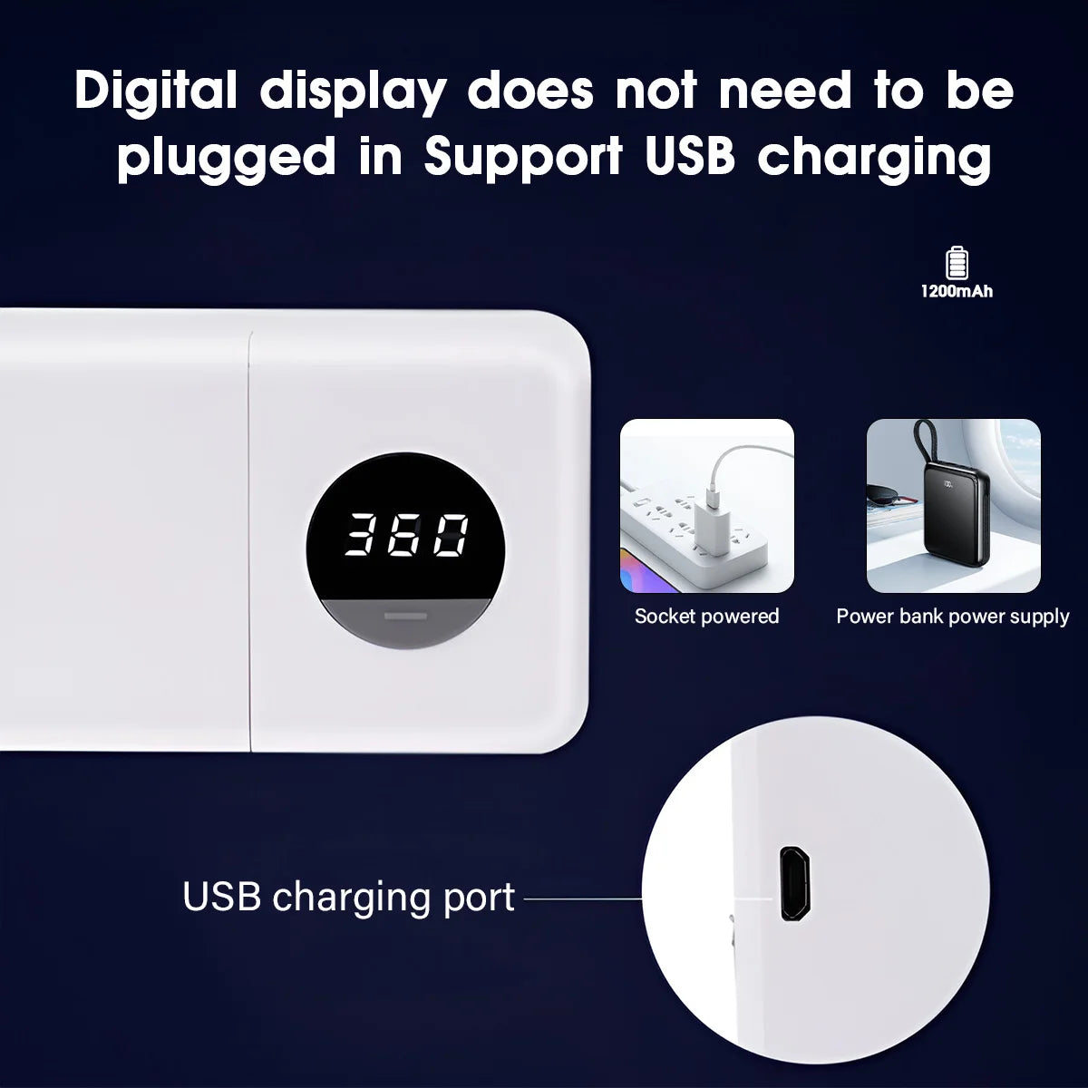 UV Toothbrush Sterilizer & Holder — USB Rechargeable, Smart Digital Display