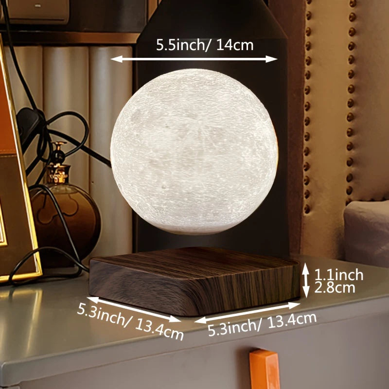 Levitating Moon Lamp | 3-Color LED Floating Night Light with Wooden Base