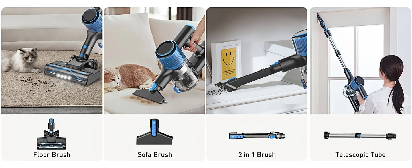 Cordless Vacuum Cleaner 55Kpa – 8-in-1, 45 Min Battery