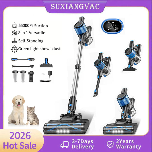 Cordless Vacuum Cleaner 55Kpa – 8-in-1, 45 Min Battery
