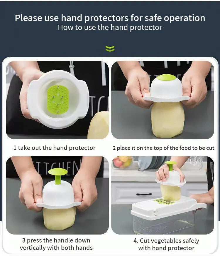 12-in-1 Vegetable Slicer & Grater — Multifunctional Chopper with Basket