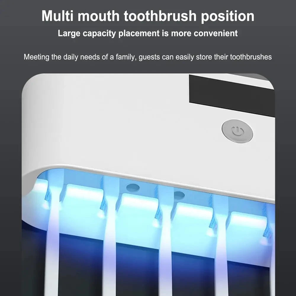 UV Wall Toothbrush Holder | 5-Slot Organizer with Toothpaste Dispenser