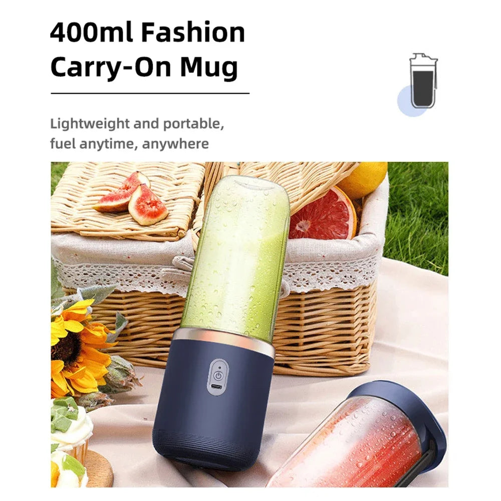 Portable Blender Juicer – 6 Blades, USB Charge, Travel