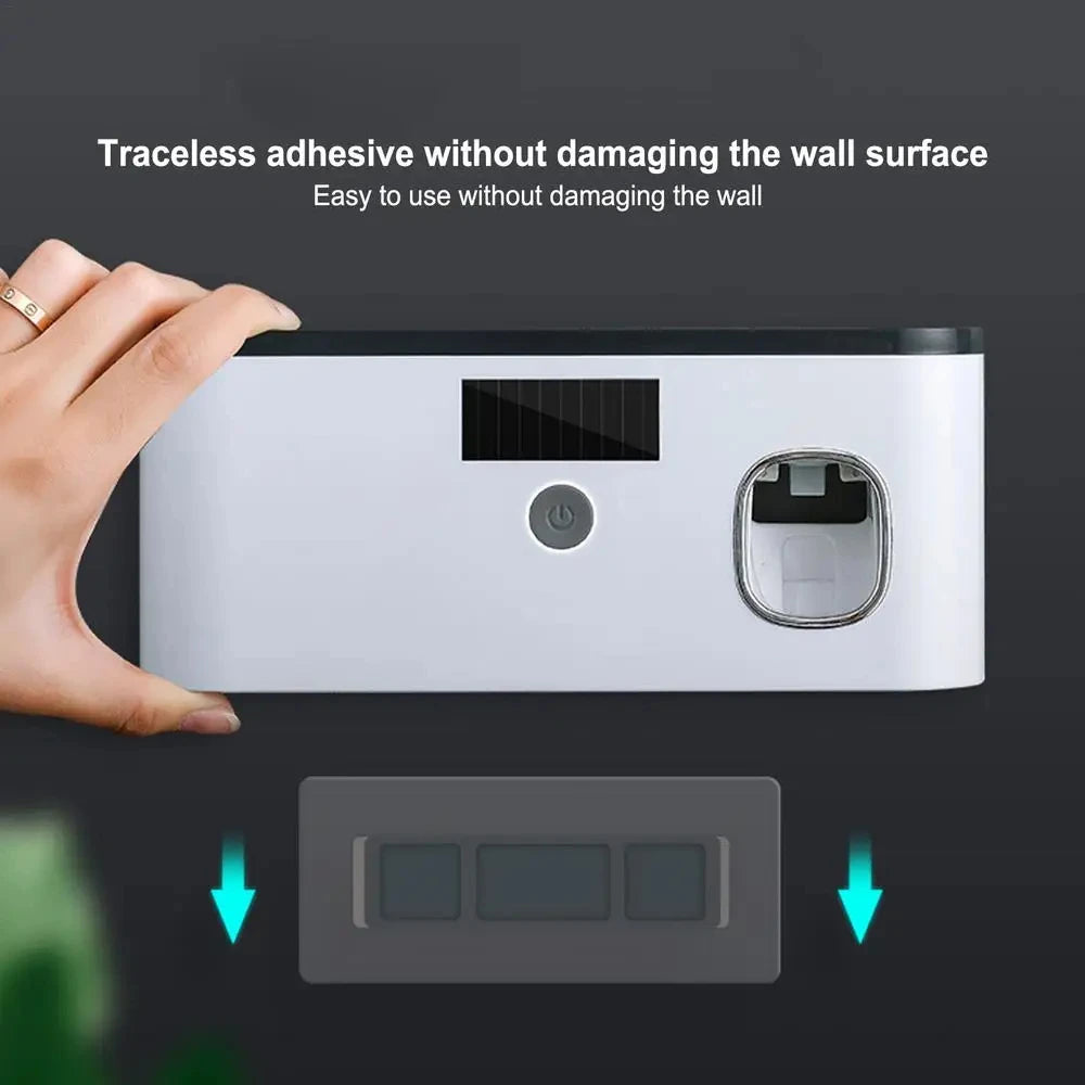 UV Wall Toothbrush Holder | 5-Slot Organizer with Toothpaste Dispenser