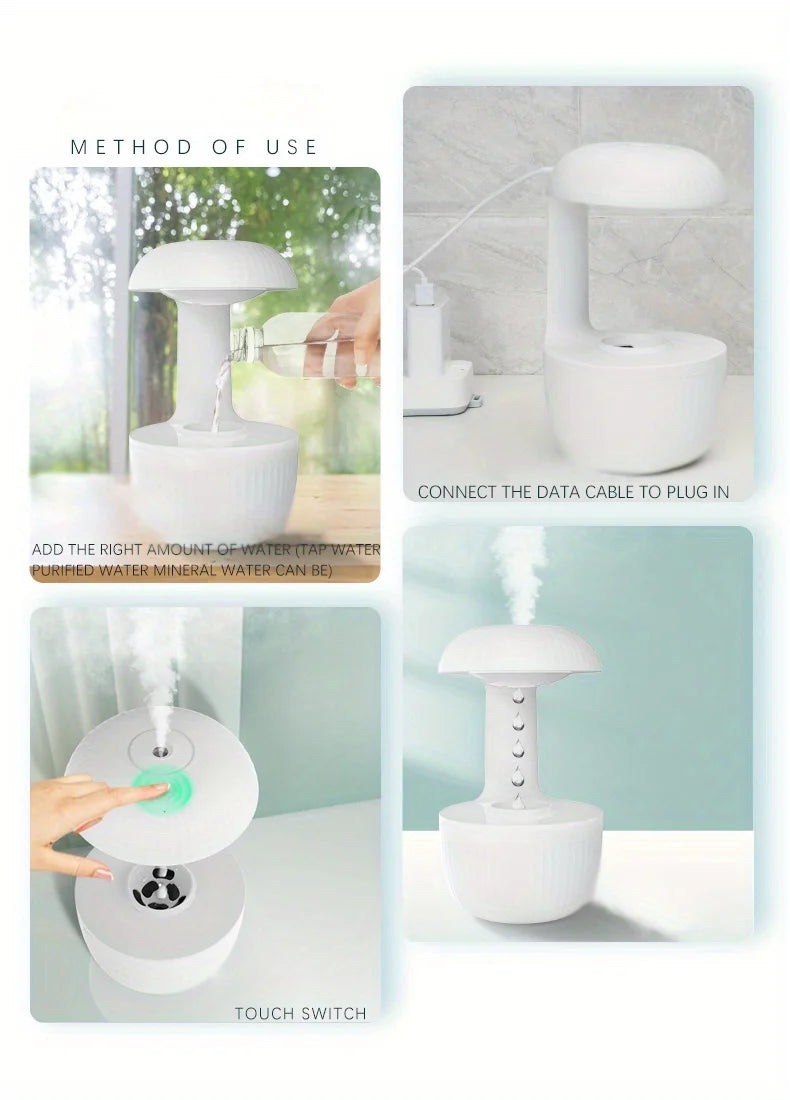 Anti-Gravity Water Droplet Humidifier with LED Night Light | 600ml