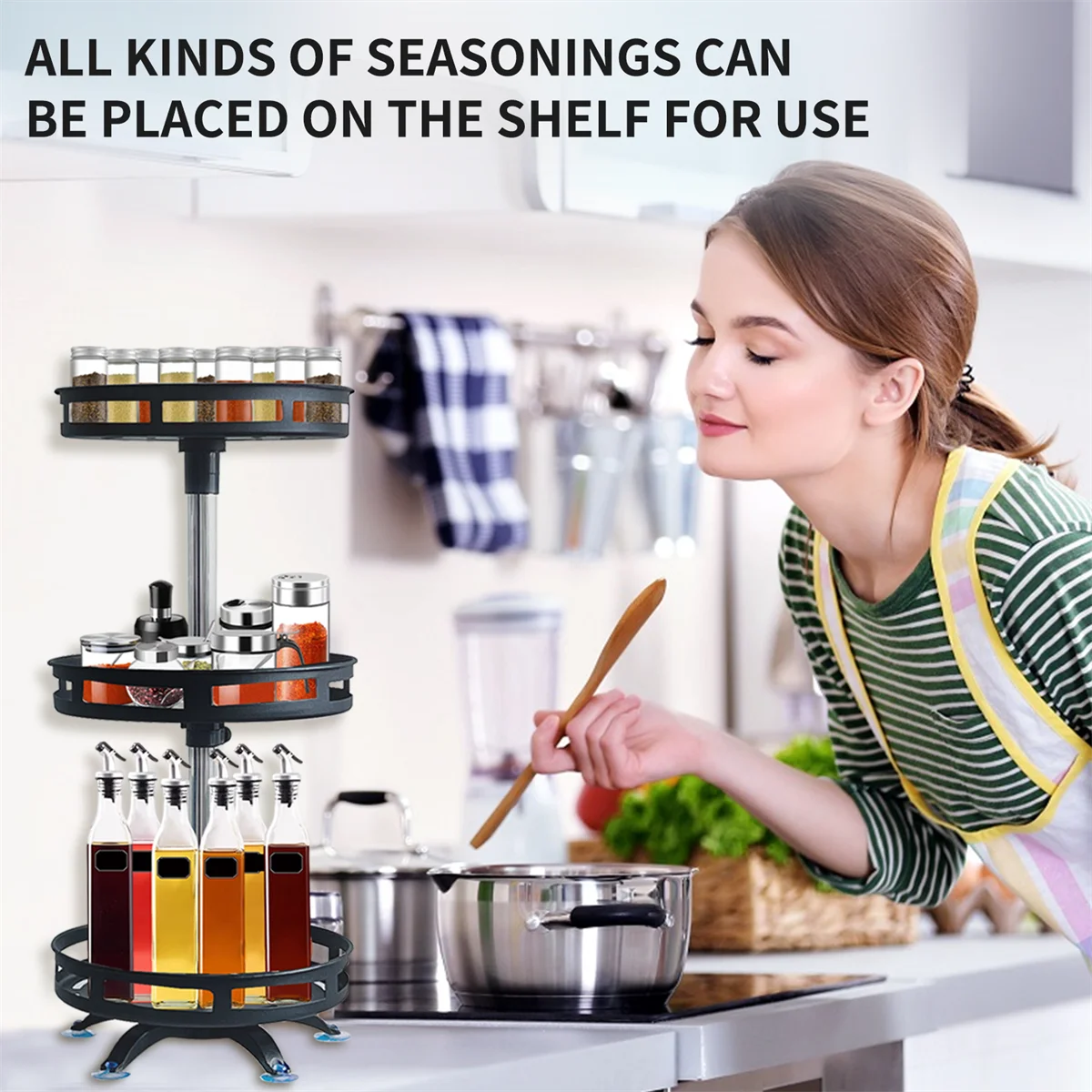 360° Rotating Kitchen Organizer — Spice Rack & Storage Turntable