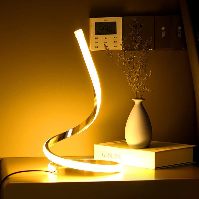 Spiral LED Table Lamp – Touch Dimmable, Bedroom & Office