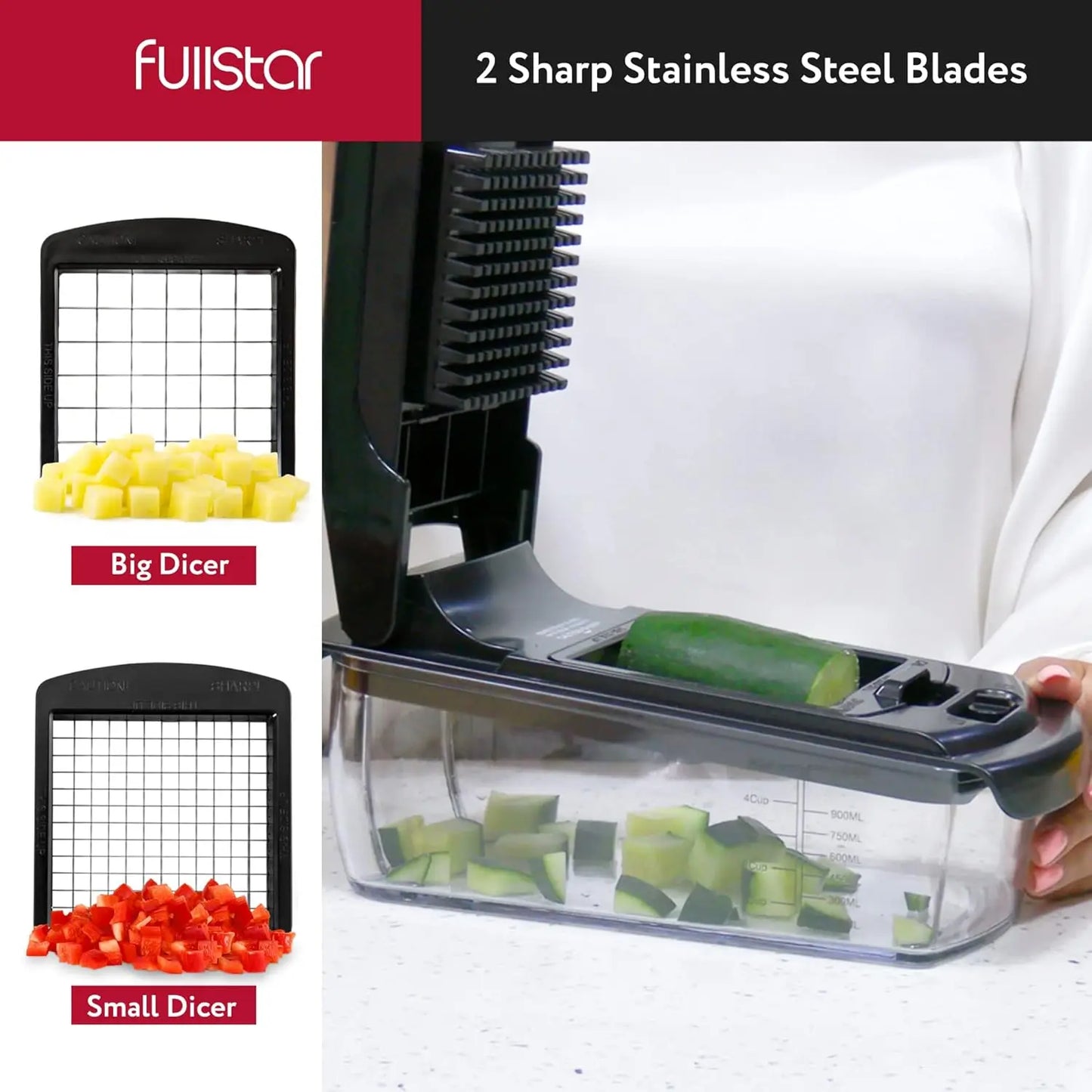 Vegetable Chopper & Spiral Cutter — Food Chopper with Container, Kitchen Essential