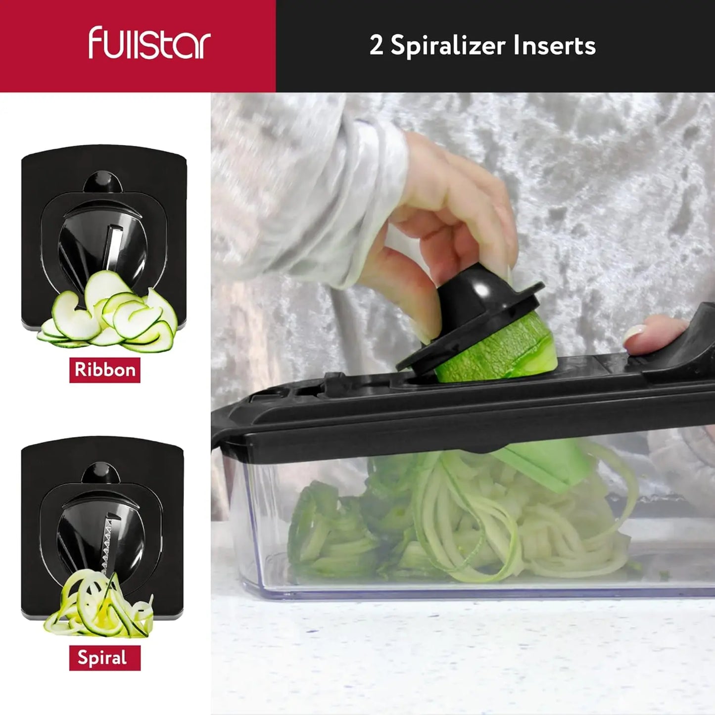 Vegetable Chopper & Spiral Cutter — Food Chopper with Container, Kitchen Essential