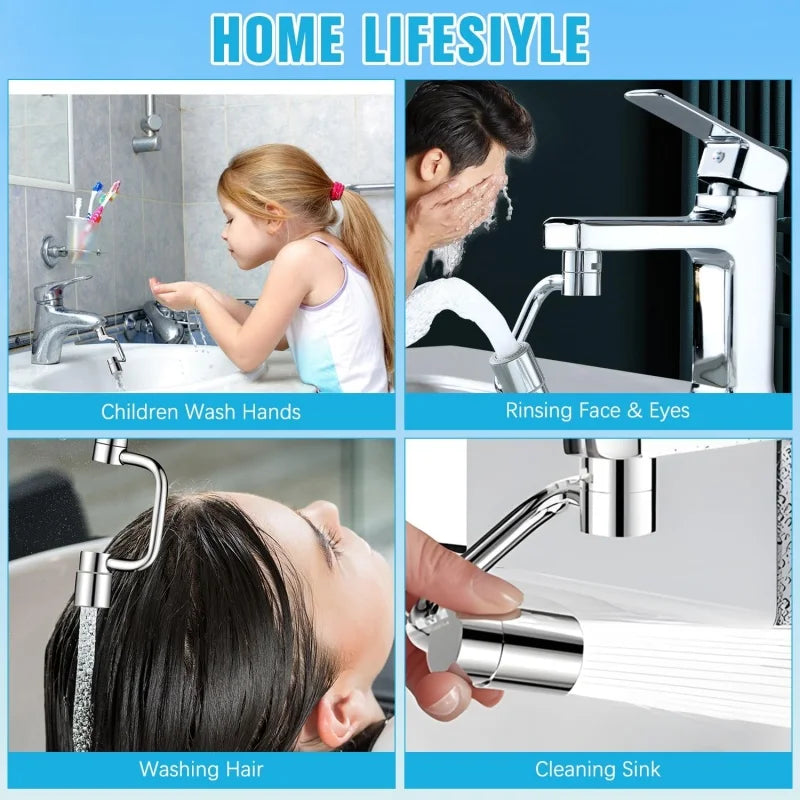 1080° Swivel Faucet Extender with Splash Filter – Dual & Single Flow Mode