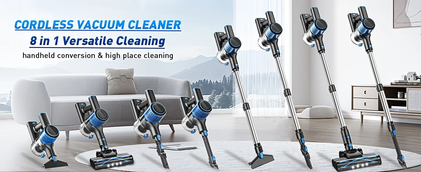 Cordless Vacuum Cleaner 55Kpa – 8-in-1, 45 Min Battery