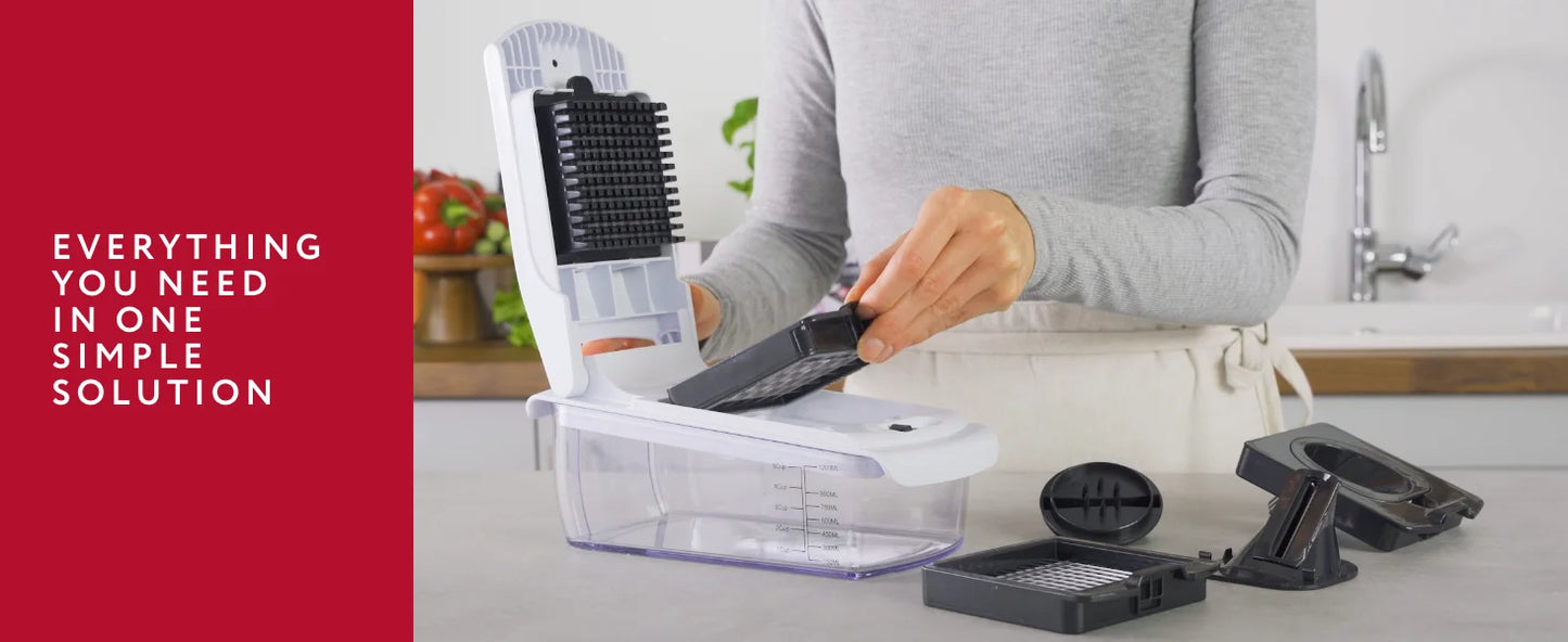 Vegetable Chopper & Spiral Cutter — Food Chopper with Container, Kitchen Essential