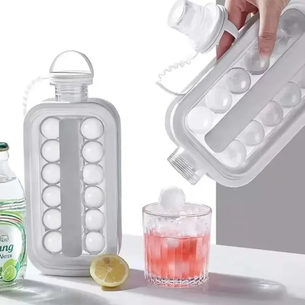 2-in-1 Ice Ball Maker Bottle – Foldable Water Bottle with Ice Mold