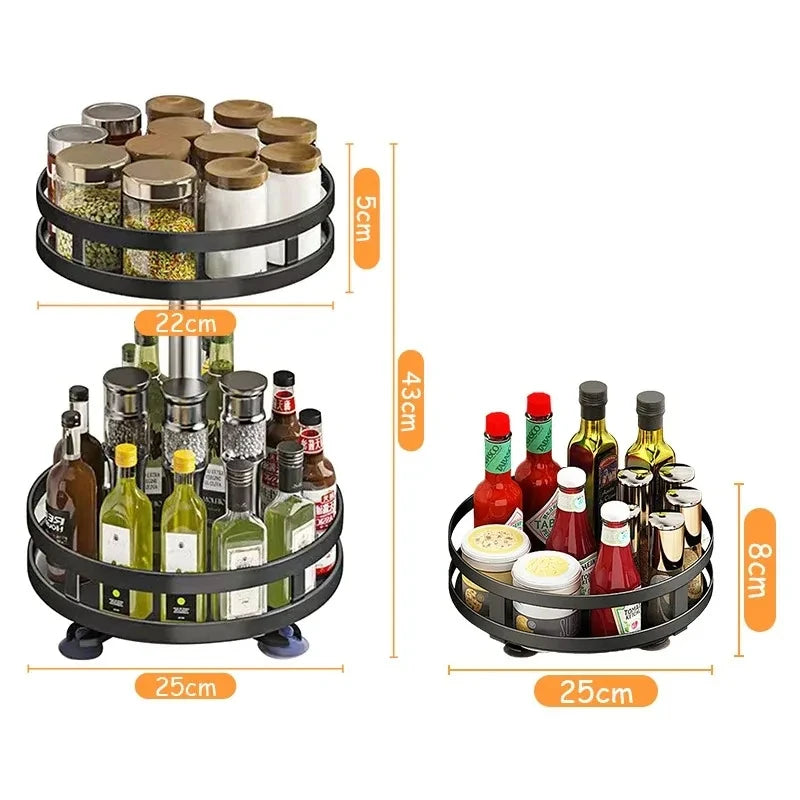 360° Rotating Kitchen Organizer — Spice Rack & Storage Turntable