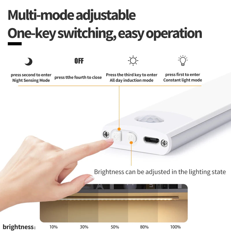 Motion Sensor Night Light — USB Rechargeable, Wireless, Under Cabinet