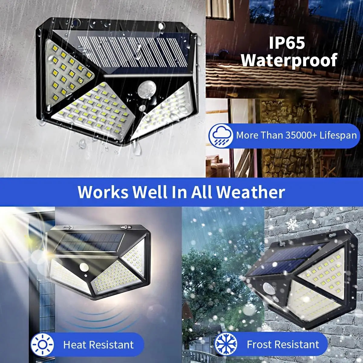 Solar Security Spotlight — 100 LED PIR Motion Sensor, Waterproof, Outdoor