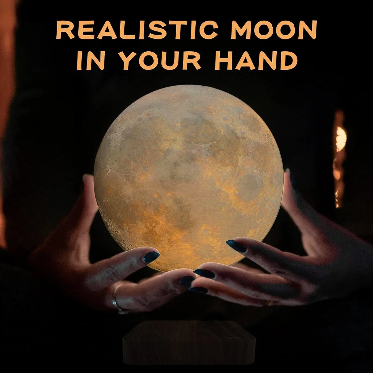 Levitating Moon Lamp | 3-Color LED Floating Night Light with Wooden Base
