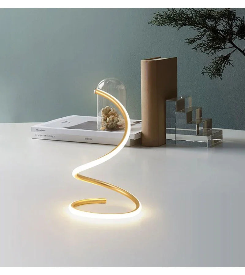Spiral LED Table Lamp – Touch Dimmable, Bedroom & Office